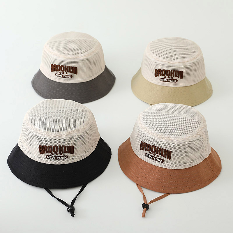 Letter Embroidered Baby Sun Ha - Bucket Hat Cotton 评论和价格