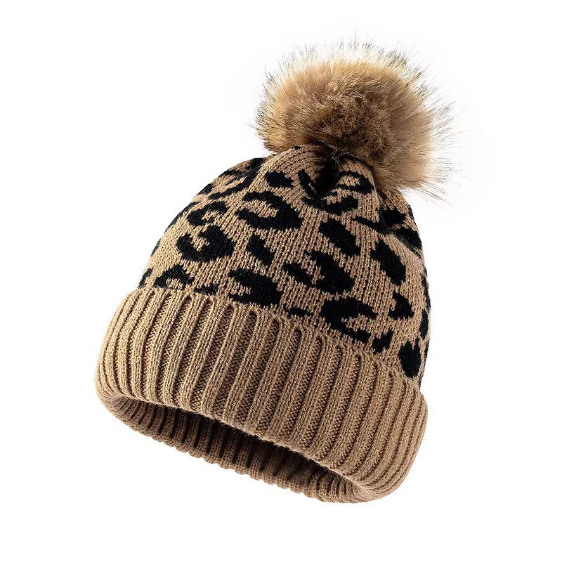 Womens Leopard Print Knit Bean - Beanie Cuffed Knit 评论和价格