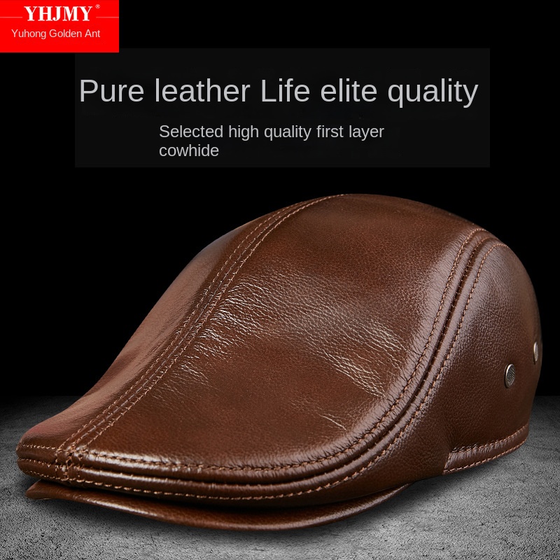 Genuine Cowhide Leather Men Be - Baseball Cap Structured 评论和价格